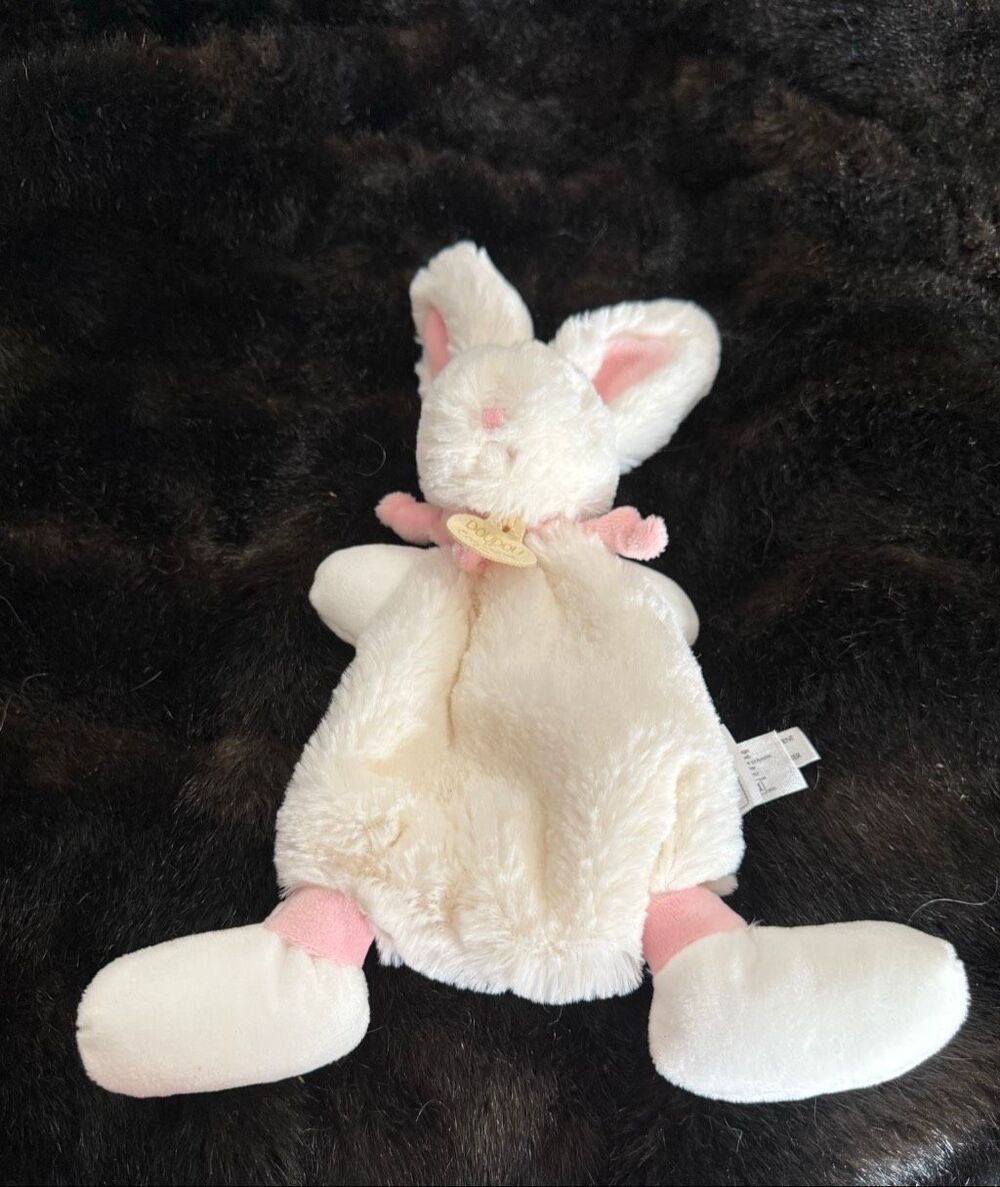 DouDou Et Compagnie Paris Plush Mon Lapin BONBON BUNNY Lovey Blanket Pink